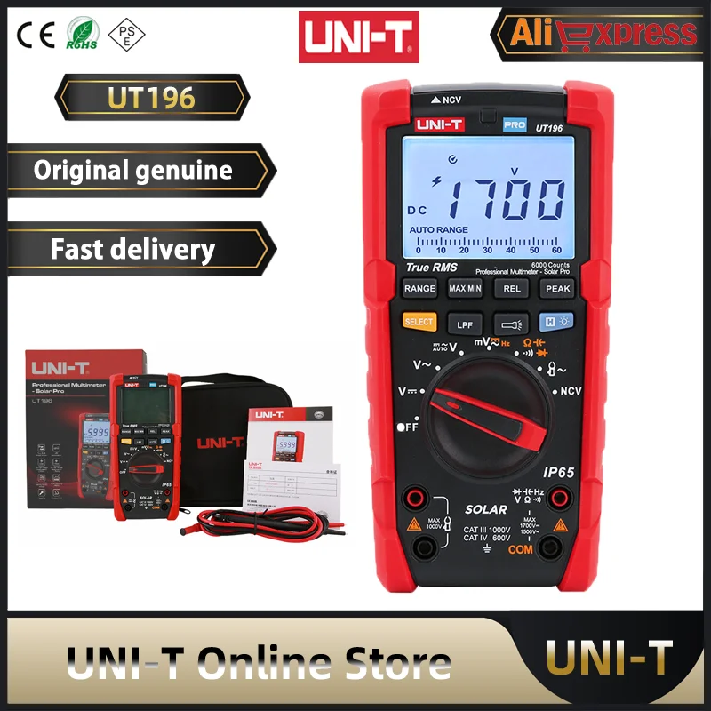 

UNI-T Digital Multimeter UT196 Professional IP65 True RMS AC DC Voltage 1500V Meter Capacimeter Resistance Frequency Tester