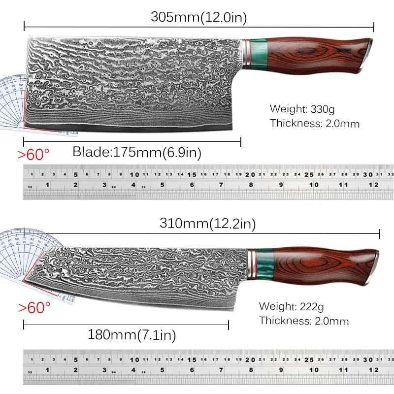 Набор кухонных ножей из дамасской стали VG10 профессиональные шеф-ножи мясника с