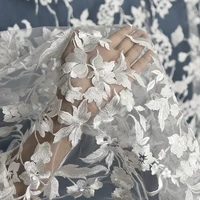 fashionable bridal lace fabric ivory wedding dress lace 130cm width lace fabric sell yard l257