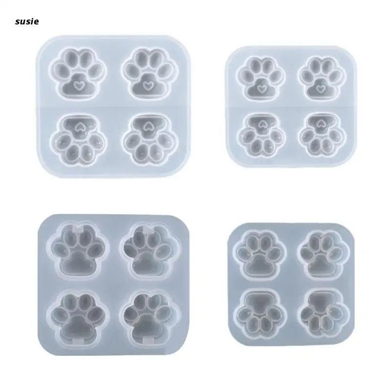 

X7YA Love Heart Paw Light Bulb UV Crystal Epoxy Mold Keychain Pendant Resin Silicone Mould DIY Crafts Ornaments Casting