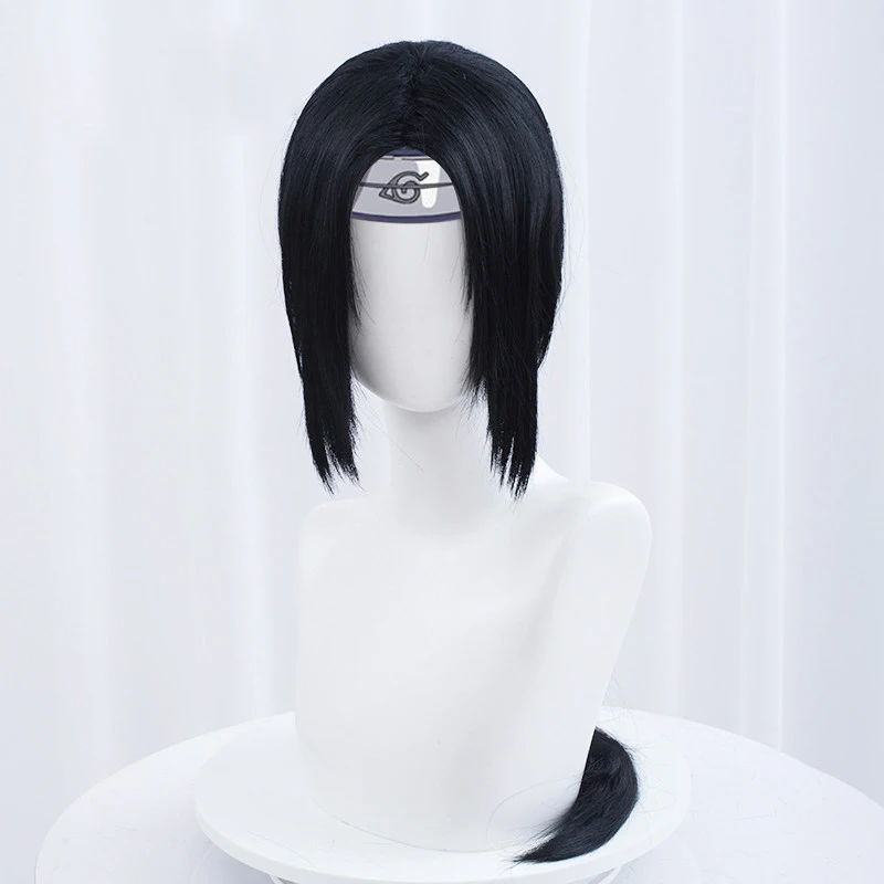 

Uchiha Itachi Cosplay Wig Itachi Uchiha Long Straight Black Heat Resistant Synthetic Hair Anime Cosplay Wigs + Headband + WigCap