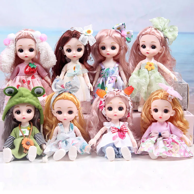 

17cm Girl Bjd Toys Cute Mini Movable Joint BJD Dolls Beautiful Angel Princess Dress Doll DIY Dress Up Toy Children Birthday Gift