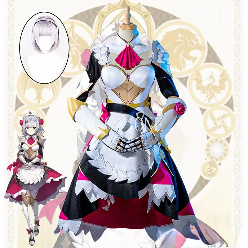 

Game Genshin Impact Cosplay Noelle Anime Halloween Sexy Costumes for Women Undecorated Flower Knights Maid Dress Lolita Set