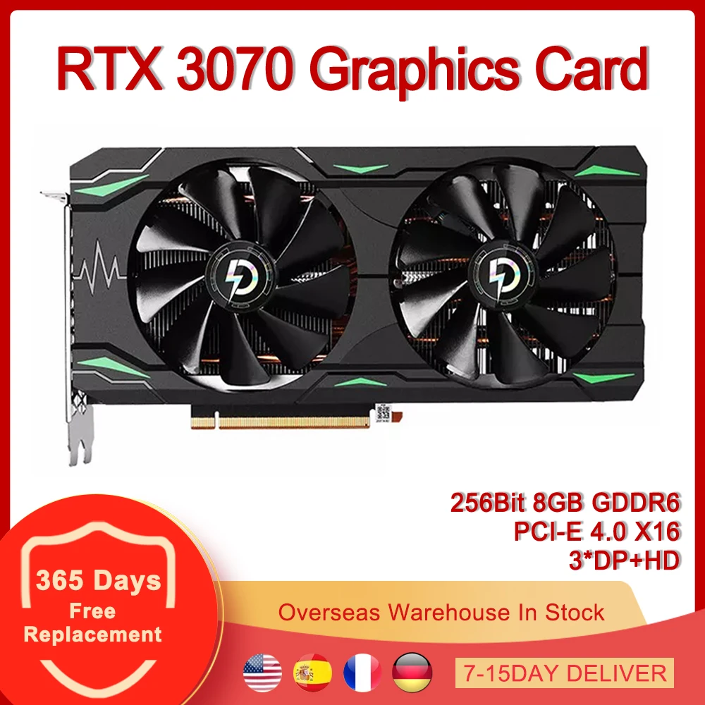 

RTX 3070 видеокарта PCI-E 4,0 X16 256 бит 8 Гб GDDR6 видеокарта 3 * DP HD для NVIDIA GeForce RTX3070 8 Гб бит игровая ETH Майнинг