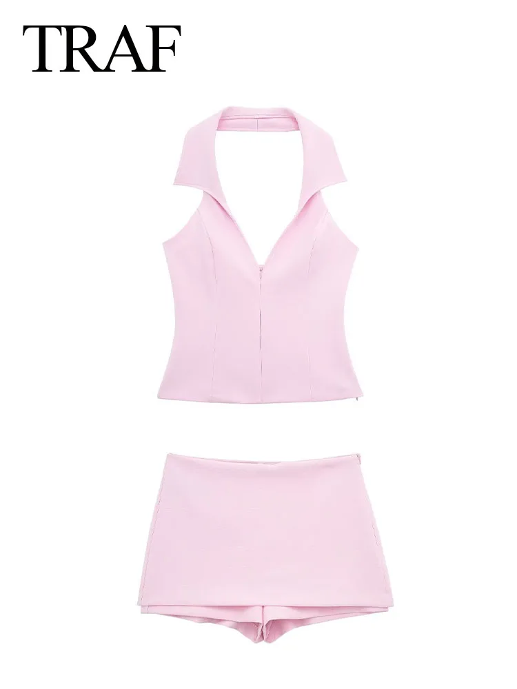 Женский комплект из мини-юбки и шортов с открытой спиной