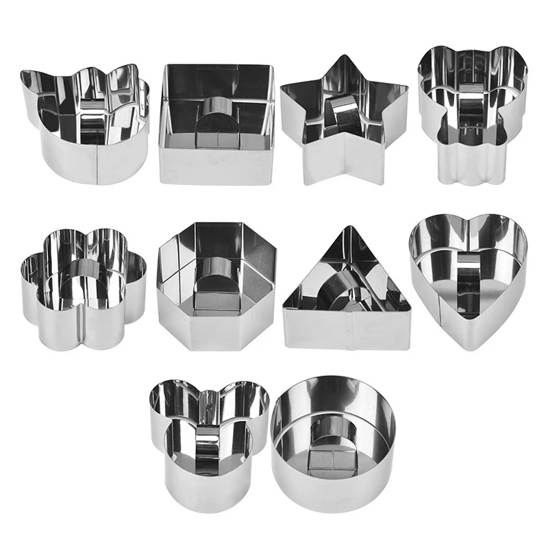 

Stainless Steel Mousse Ring Cake Mold with Push Plate DIY Dessert Pudding Rice Ball Pancake Moulds For Kitchen Baking Gadgets