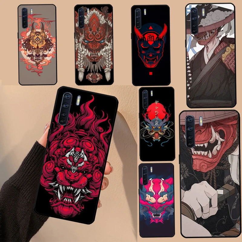 Японская самурайская маска Oni для OPPO A17 A77 A94 A74 A54 A53 A57 S A58 A78 A98 A5 A9 A15 A16 A76 A96 A93 A52 A72