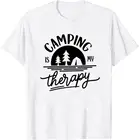 Забавная футболка для любителей кемпинга, веселая кемпинговая терапия, Женская Эстетическая графическая футболка, Повседневная забавная женская футболка с коротким рукавом