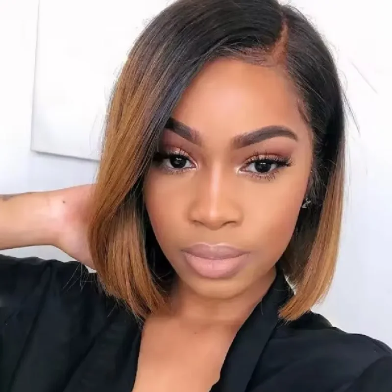 Парик из натуральных волос прямой боб кружевной парик Remy класс 4*4*1 текстура для