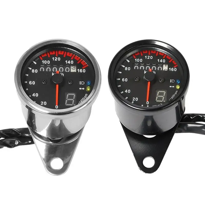 

Universal Motorcycle Odometer LED backlight design Retro Speedometer Speed Gauge Motorbike Round Odometer Modified Accessories