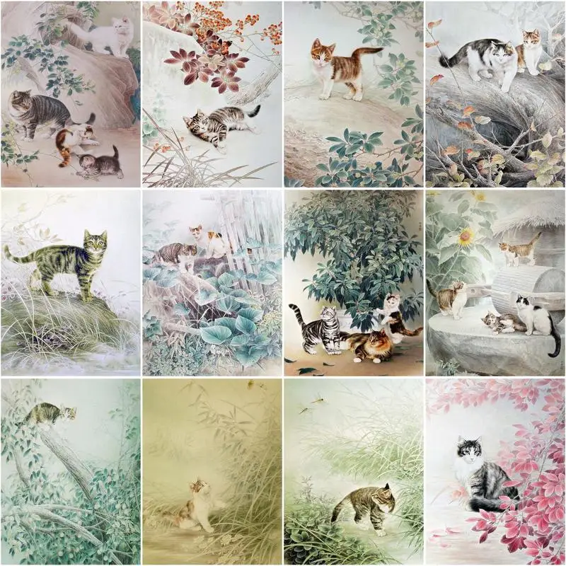 

CHENISTORY Cat Picture Diy Painting By Numbers With Frame 60x75cm Animals Drawing Coloring By Numbers For Diy Gift Wall Arts