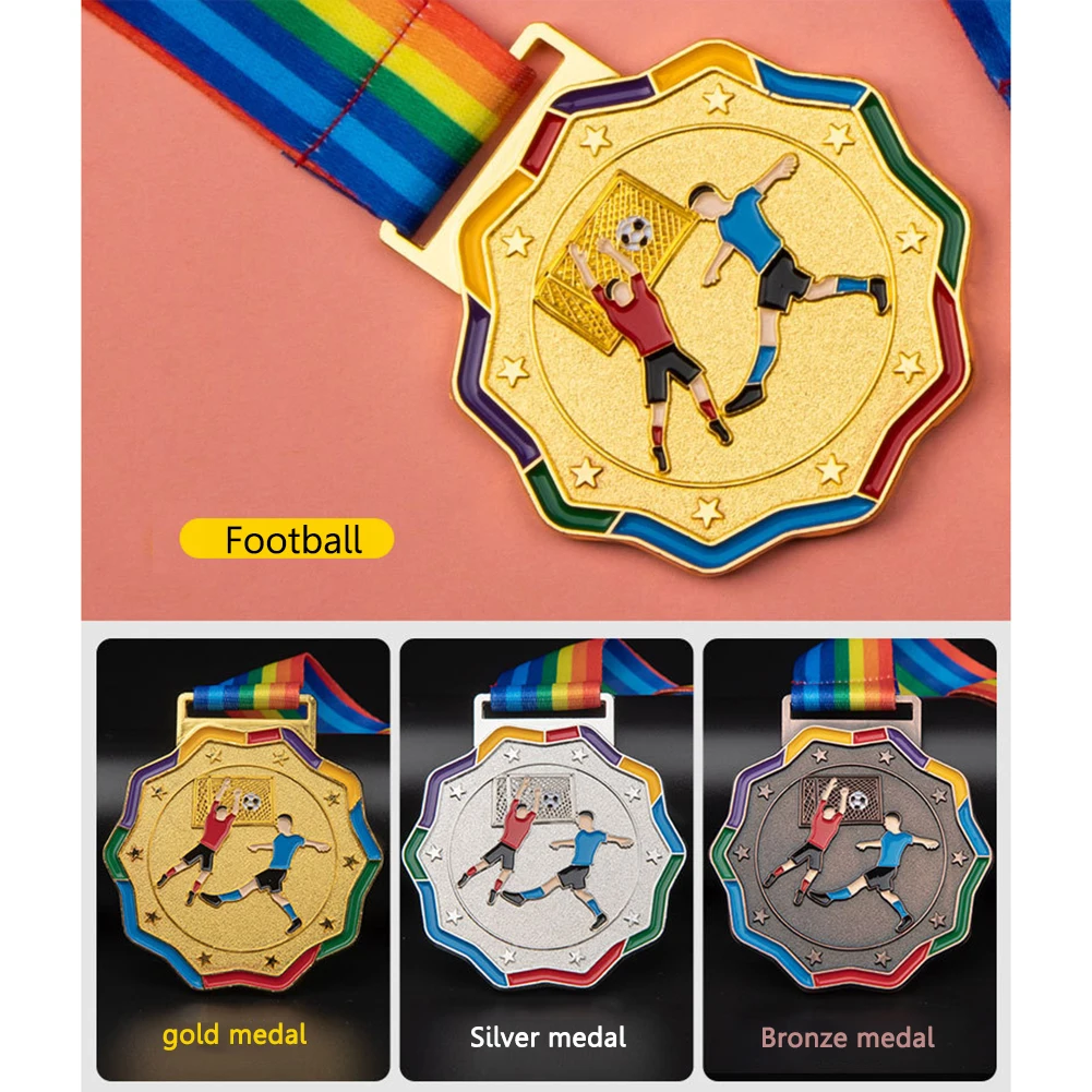 

Football Sports Commemorative Medals Sports Competition Awards Gold Silver Bronze Medals Wear-resistant Collection Souvenir Gift