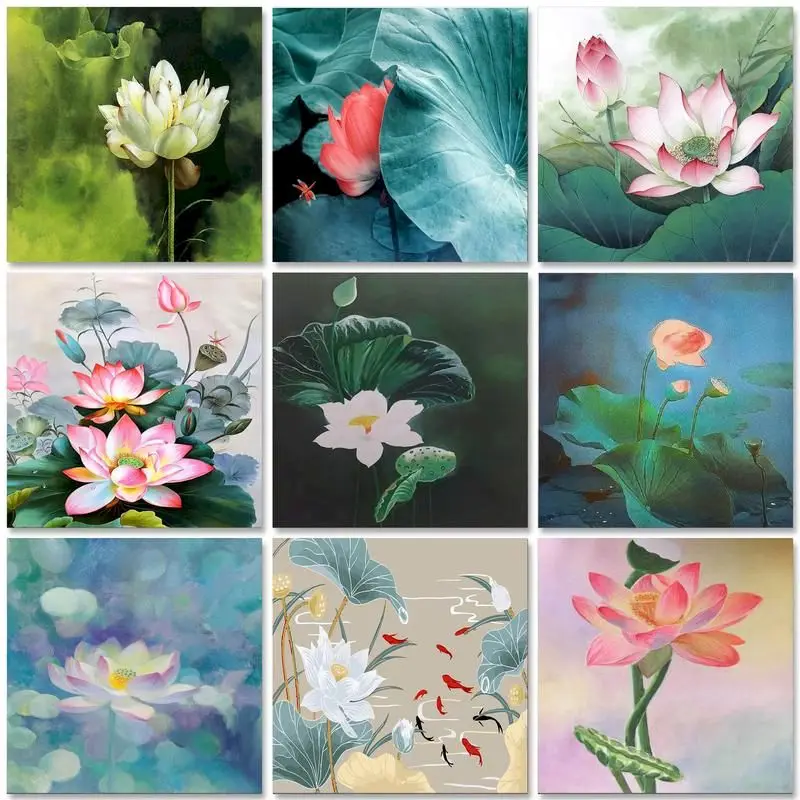 

Картина маслом по номерам «цветы лотоса», Настенный декор «сделай сам» для спальни, украшение для детской комнаты, уникальный подарок