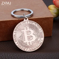 zxmj 2021 newest bitcoin keychain bitcoin virtual gold coin commemorative coin metal key pendant art collection gift