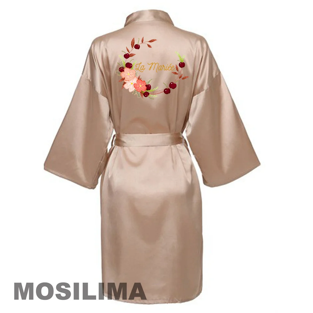 

Wedding Party Team Bride Robe Kimono Satin Pajamas Bridesmaid Bathrobe ZH022