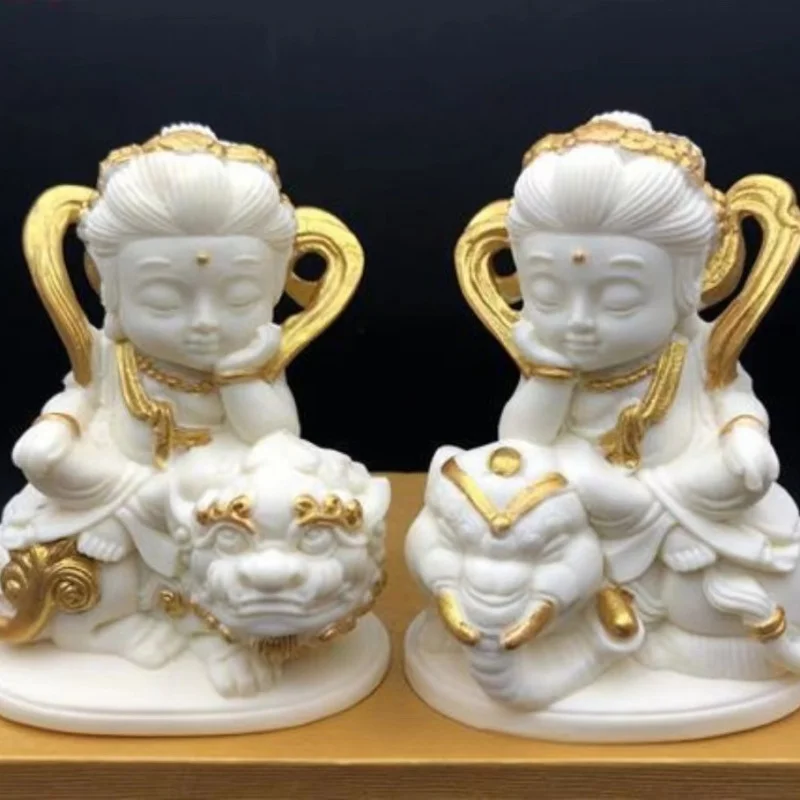 Резьба по ореху цвета слоновой костиQВерсия Puxian Bodhisattva Manshu Украшение автомобиля