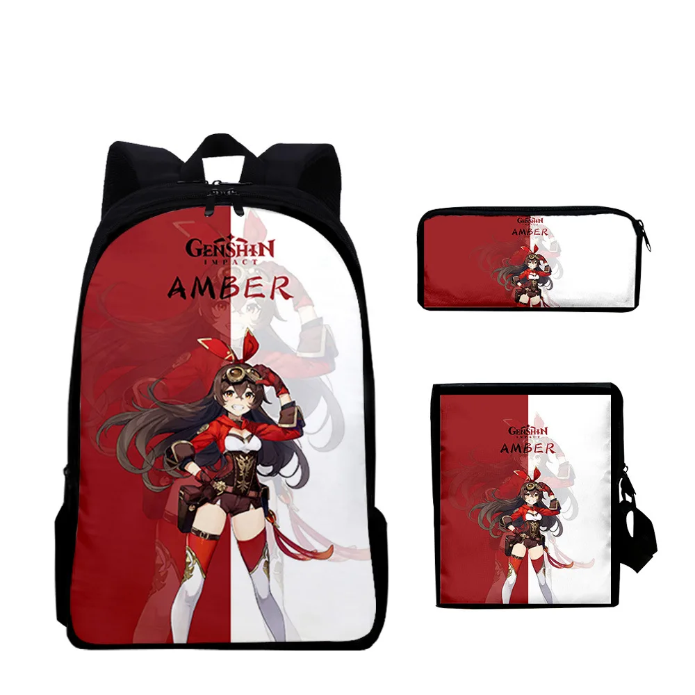 

Trendy Novelty Genshin Impact 3D Print 3pcs/Set pupil School Bags Laptop Daypack Backpack Inclined shoulder bag Pencil Case