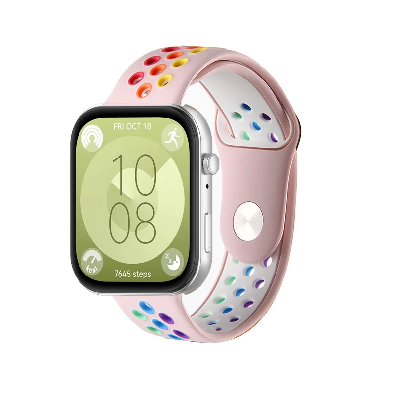 Фото Двухцветный мягкий силиконовый спортивный ремешок для Huawei Watch Fit 3 fit3, сменный Браслет №3