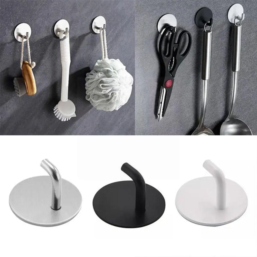 

1PC Steel Hook Strong Non-marking Door Rear Hook Hole-free Wall-mounted Kitchen Coat Hook Self-adhesive Wall F3N0