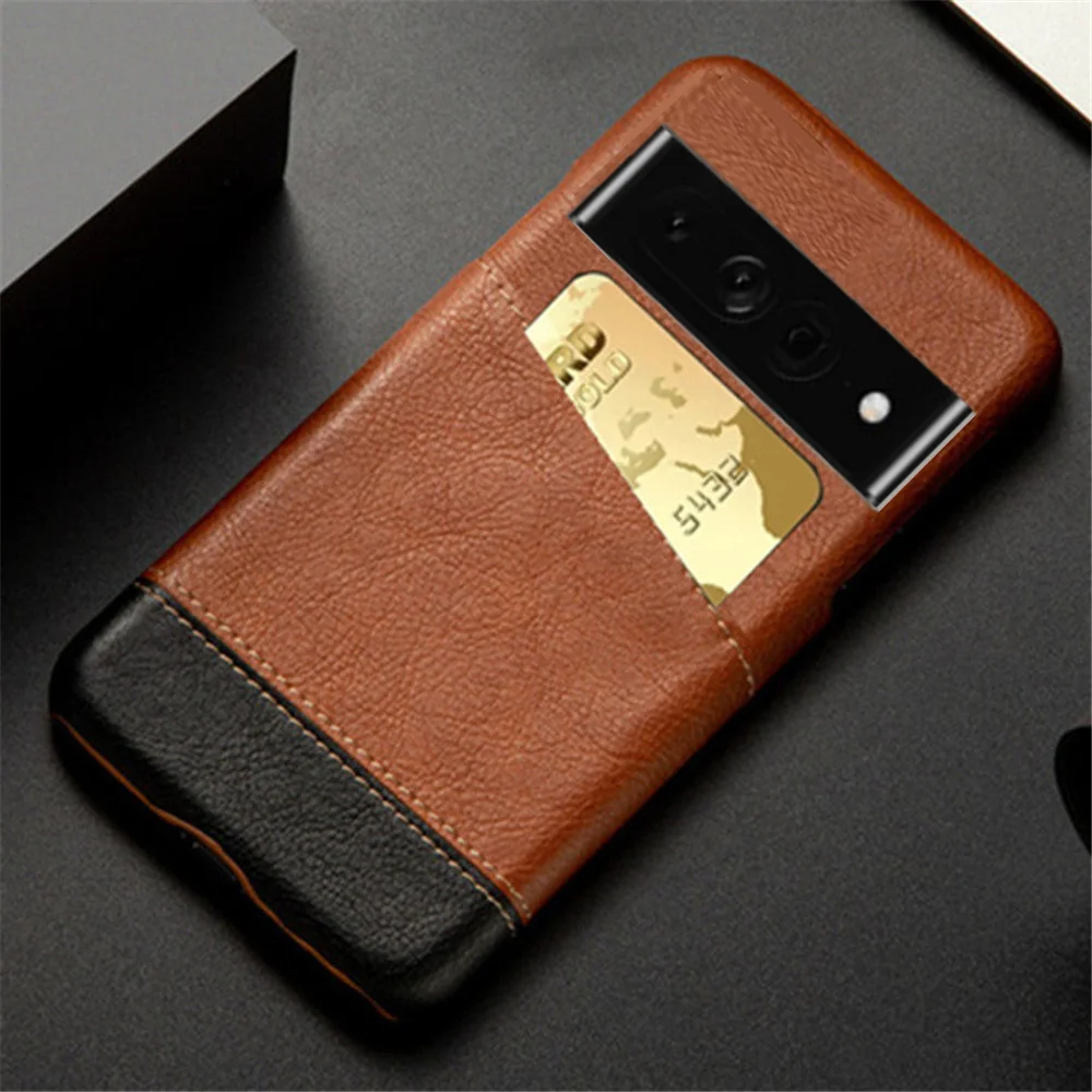 

For Google Pixel 7 Pro Case Mixed Splice PU Leather Card Slots Holder Cover Google Pixel 7 Pro Phone Funda For Google Pixel 6 7