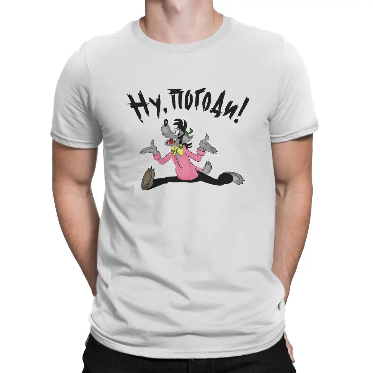 

Soviet Man's TShirt Nu Pogodi Well Just You Wait Wolf Hare Cartoon Crewneck Short Sleeve 100% Cotton T Shirt Humor High Quality