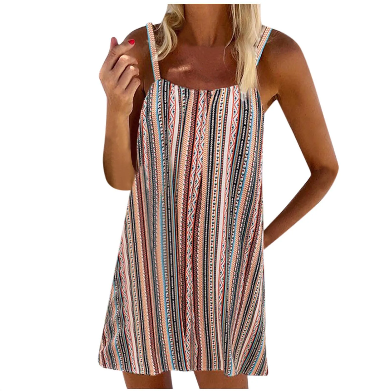 

Свободные женские платья с разноцветным принтом в полоску Платье DatingNightdress