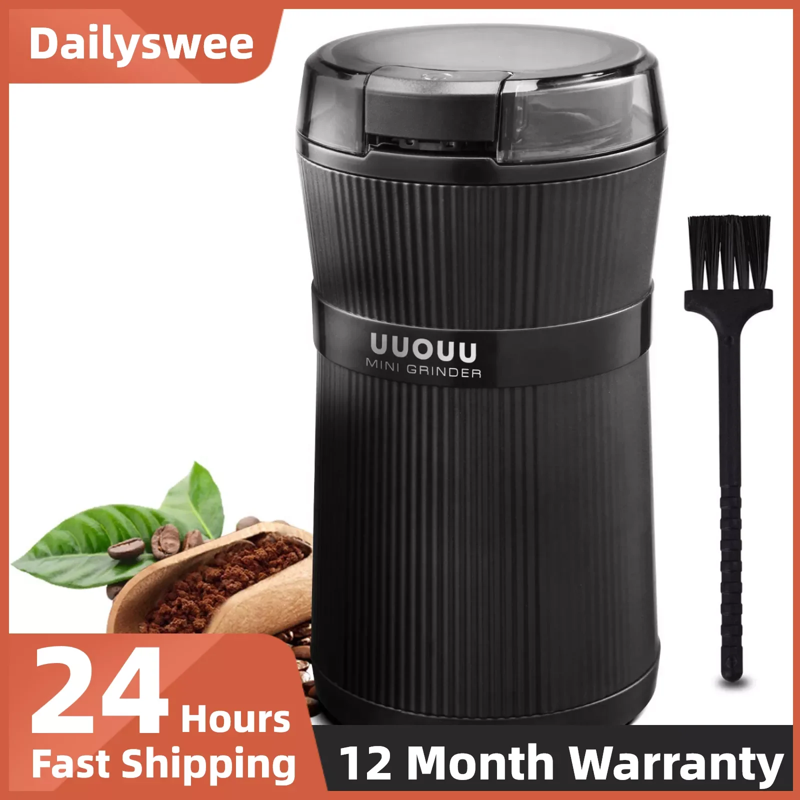 

Dailyswee Coffee Grinder Spice Grinder Stainless Steel Blade Washable Bowl