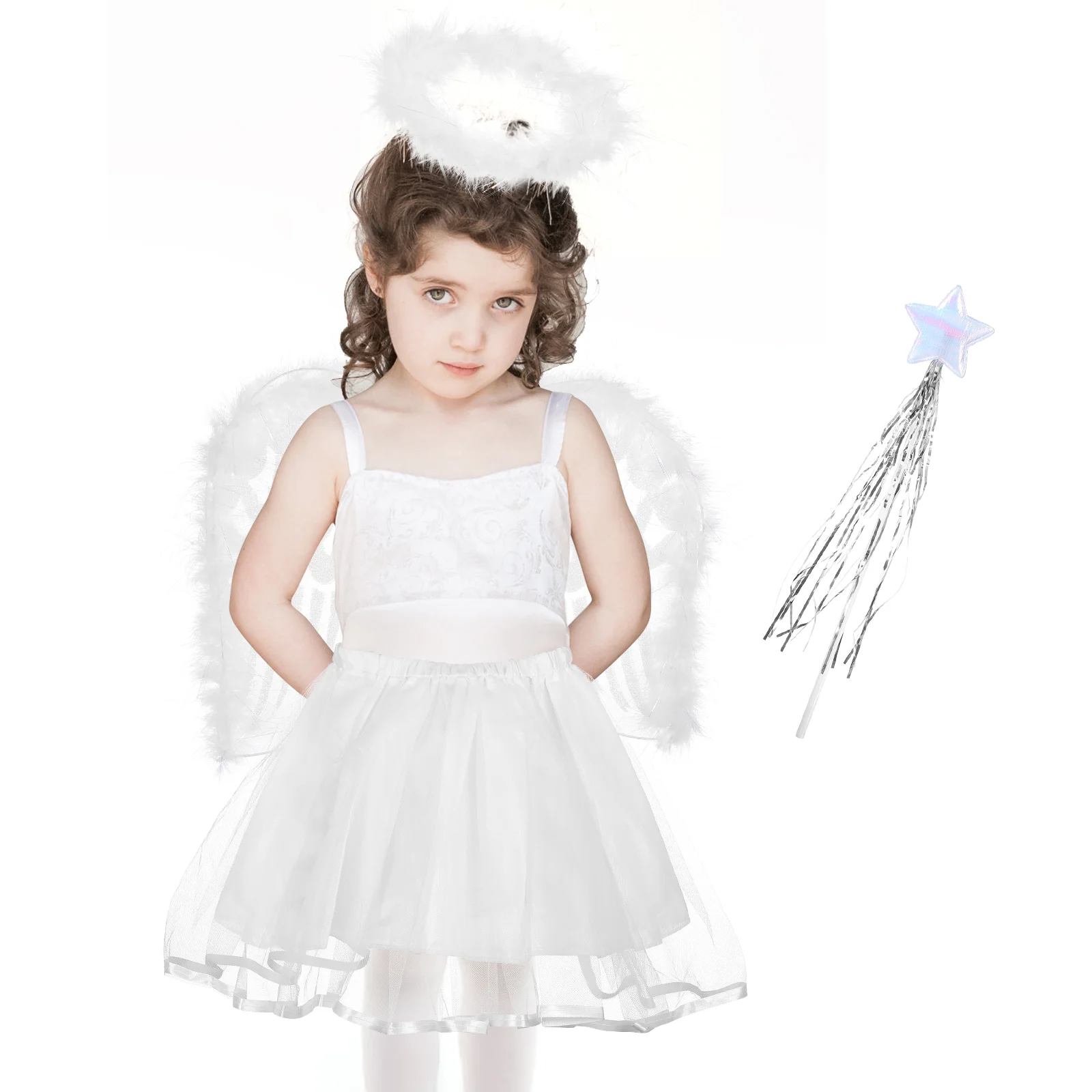 

BESTOYARD 4 шт. костюмы с ангелом повязка на голову с палочкой и юбкой-пачкой комплект для девочек сказочное платье наряд (ангел)