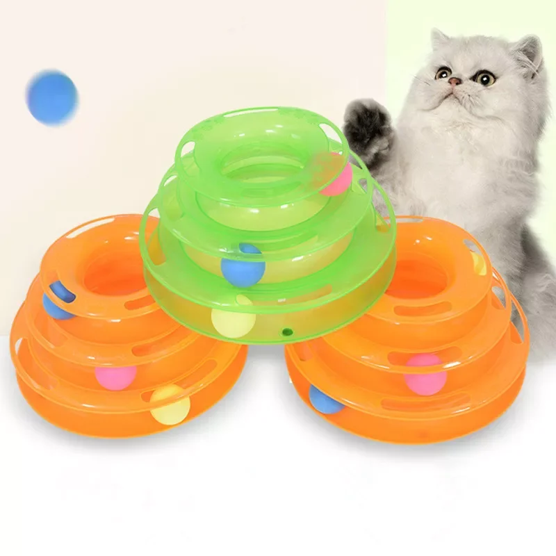 

2023NEW Cat Toy Three-layer Turntable Puzzle Cat Interactive Game Disc Track Ball Pet Supplies Cat Toy
