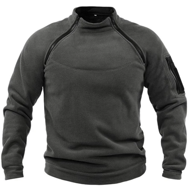 

Men's Tactical Outdoor Jackets Polar Hunting Zippers Stand Collar Pullovers Male Warm Sweatshirt Winter Windproof Underwear Tops