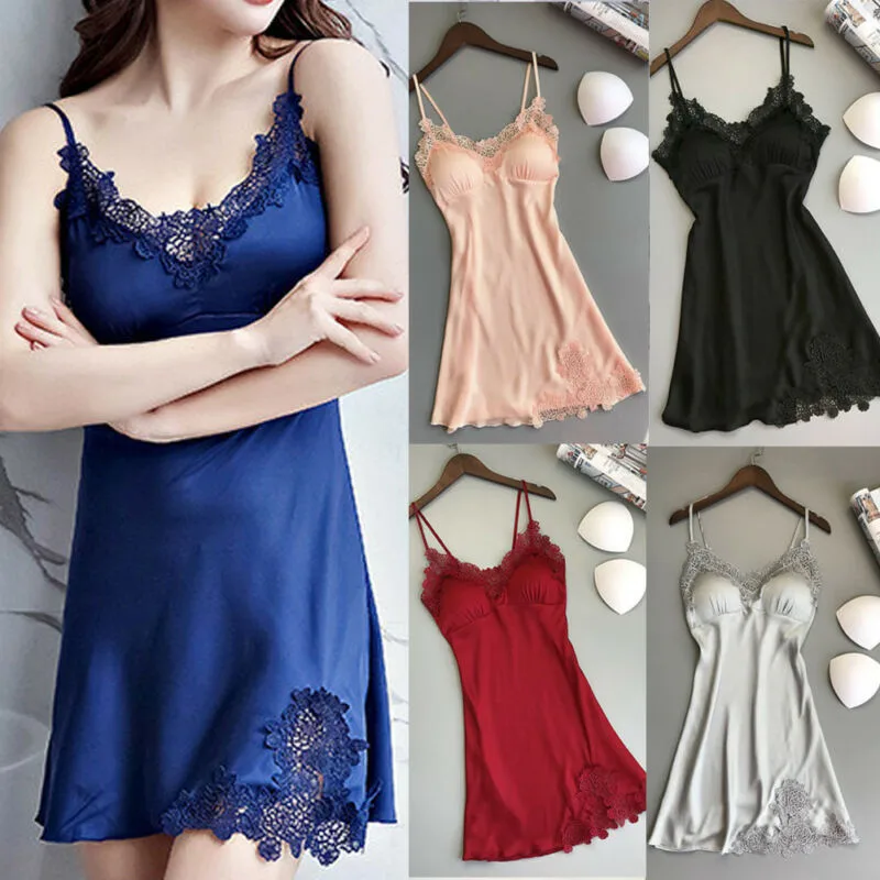 

Hot Sell Sleepshirts Nightgowns Sexy Home Wear Dress Women's Sleepwear Lace V-Neck Sleeveless Nightwear Female Sleep Dress 2021