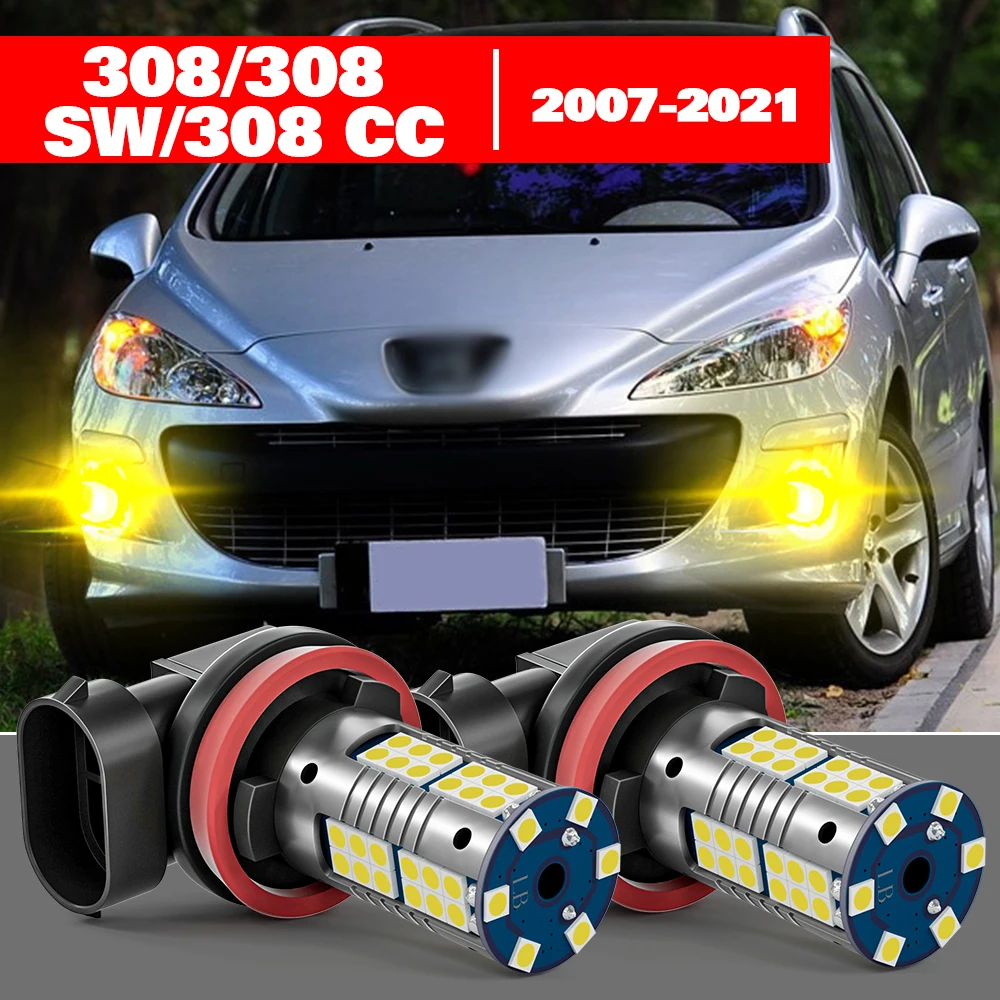 

For Peugeot 308 SW CC 1 2 2007-2021 Accessories 2pcs LED Fog Light 2009 2010 2011 2012 2013 2014 2015 2016 2017 2018 2019 2020