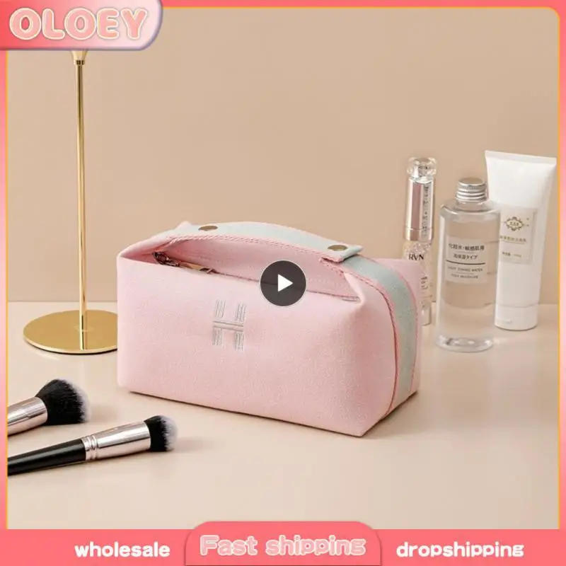 

New Simple Waterproof Canvas Makeup Pouch Fashion Cosmetic Bag Women Makeup Organizer Toiletry Bag Travel Cosmetics Bag