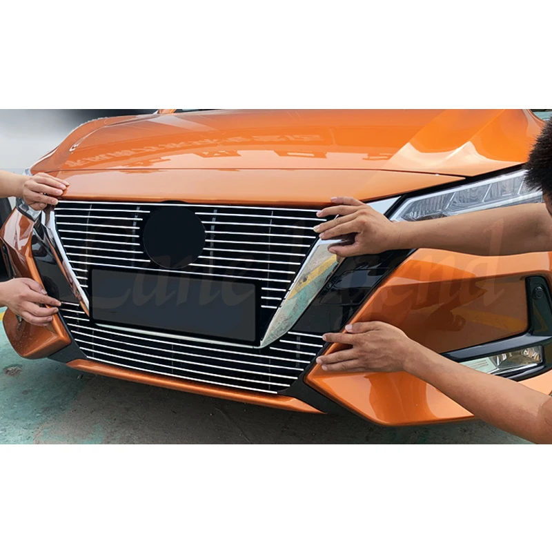 Фото Для Nissan Sylphy Sentra 2020, высококачественная гоночная решетка из нержавеющей стали, комплект переднего бампера, модифицированная решетка, аксессуары №4