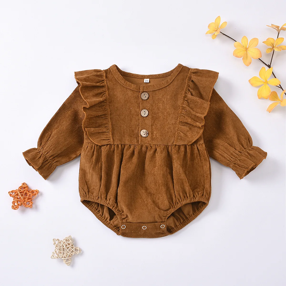 

Cotton Long Sleeve Ruffles Baby Rompers Infant Playsuit Jumpsuits Fashion Baby Girls Romper Cute Newborn Clothes