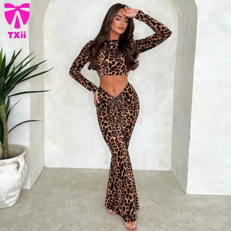 Весна/Лето 2022 женский комплект из двух предметов с леопардовым узором футболка