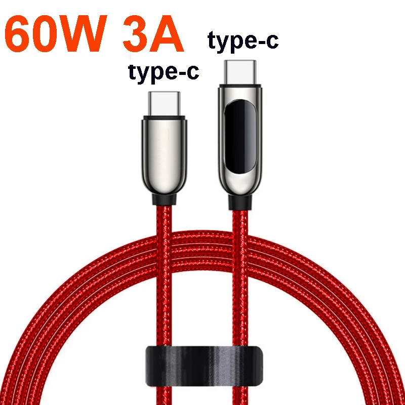 

LED Display USB Type C Cable For Xiaomi 10 Huawei Samsung 3A Fast Charging Charger USBC USB-C Data Cable Type-C Wire Cord
