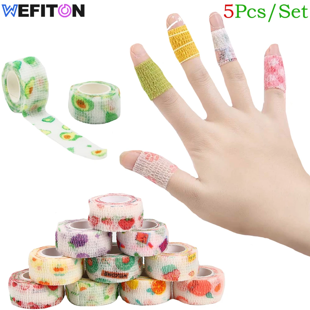 

5Pcs/Set 2.5cm Colorful Wide Self Adhesive Bandage Breathable Cohesive Bandage Wrap Roll Elastic Self - Adherent Tape for Sports