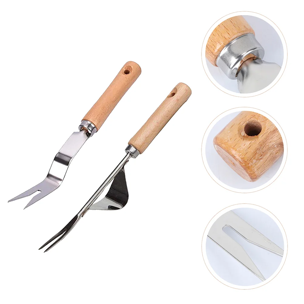 

2 Pcs Stainless Steel Weeder Manual Weeding Tool Weeding Claw Weeder Garden Tool Wood Weeding Device Hand Tools