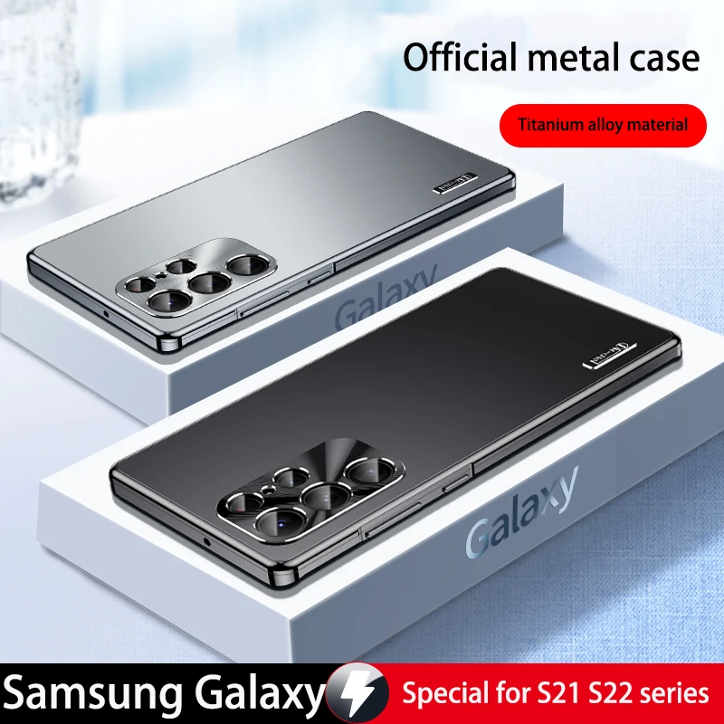 metal magnetic shell for samsung galaxy s22 s21ultra s22 plus phone case built in lens protection titanium alloy ultrathin cover free global shipping