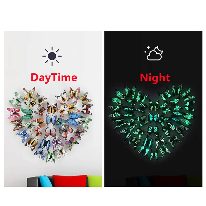 12 штук 8 см светящихся смешанных цветов бабочки новые продукты супер доступные