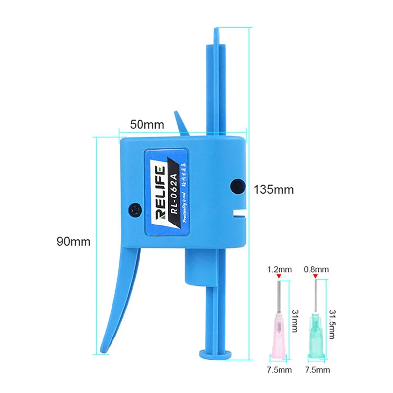 

RELIFE RL-062A Manual Glue Gun Needle Booster Universal for 10CC Syringe Oil Solder Paste UV Solder Mask Oil Structural Adhesive