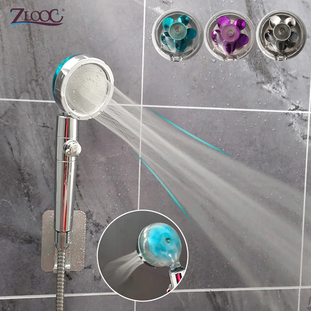 

Zloog Shower Head Water Saving Flow 360 Degrees Rotating with Small Fan Filter High Pressure Spray Bathroom Accessories