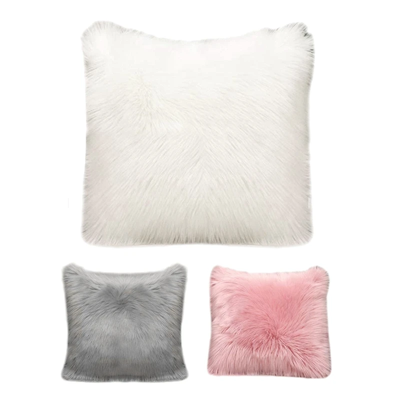 

Fluffy Soft Plush Cushion Covers,Covers for Bedroom Sofa Car Decoration Pillowcase 45X 45cm Set of 2