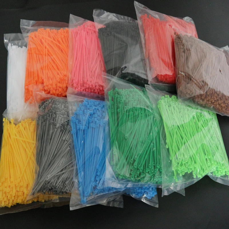 Самоблокирующиеся пластиковые нейлоновые кабельные стяжки, черные, белые, красочные 3X100 150 200 4X150 200 5x200мм, удерживающее Крепежное кольцо, промышленный провод