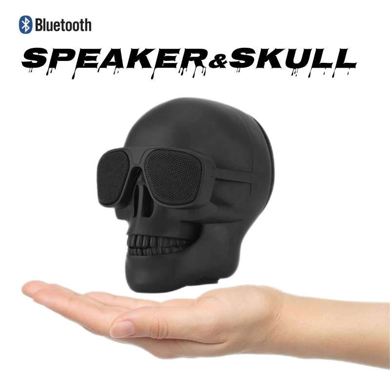 

Halloween Skull Head Bluetooth Speaker Wireless Stereo Speaker HD Sound Unique Enhanced Bass Sunglass Skull Shape Speakers