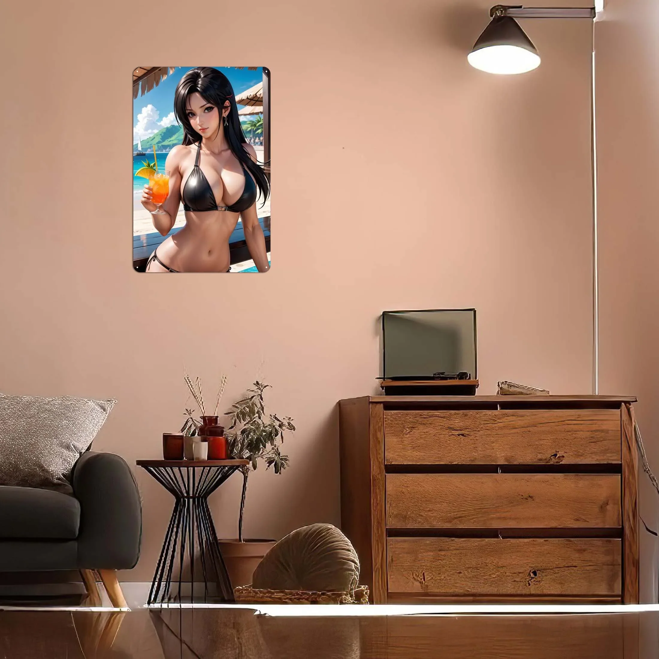 Tifa Lockhart (бикини) игровой металлический постер декор для ванной комнаты