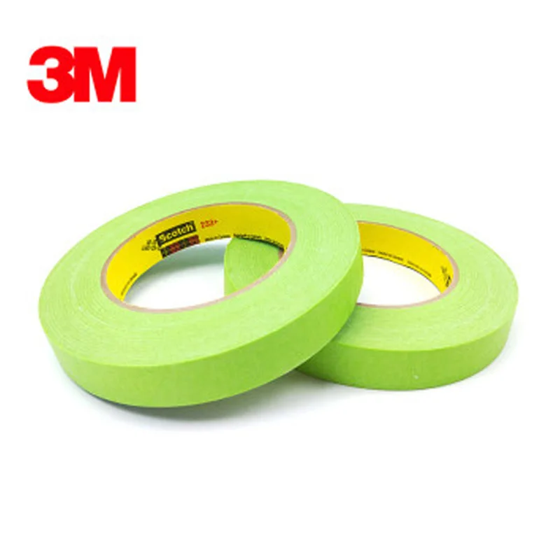 3M High Temperature Resistance 120 Degrees 233+ Masking Paper Car Paint Green Special Paper Tape Length 55 Meters Width 18mm