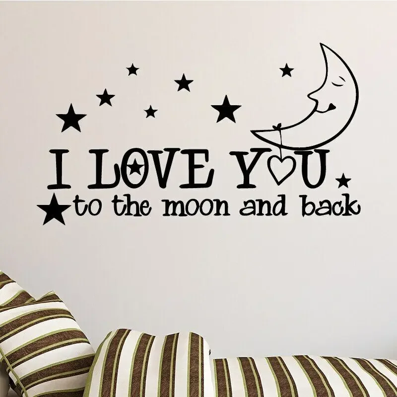 Маленькие звезды с Луной узор Настенная Наклейка для детской комнаты