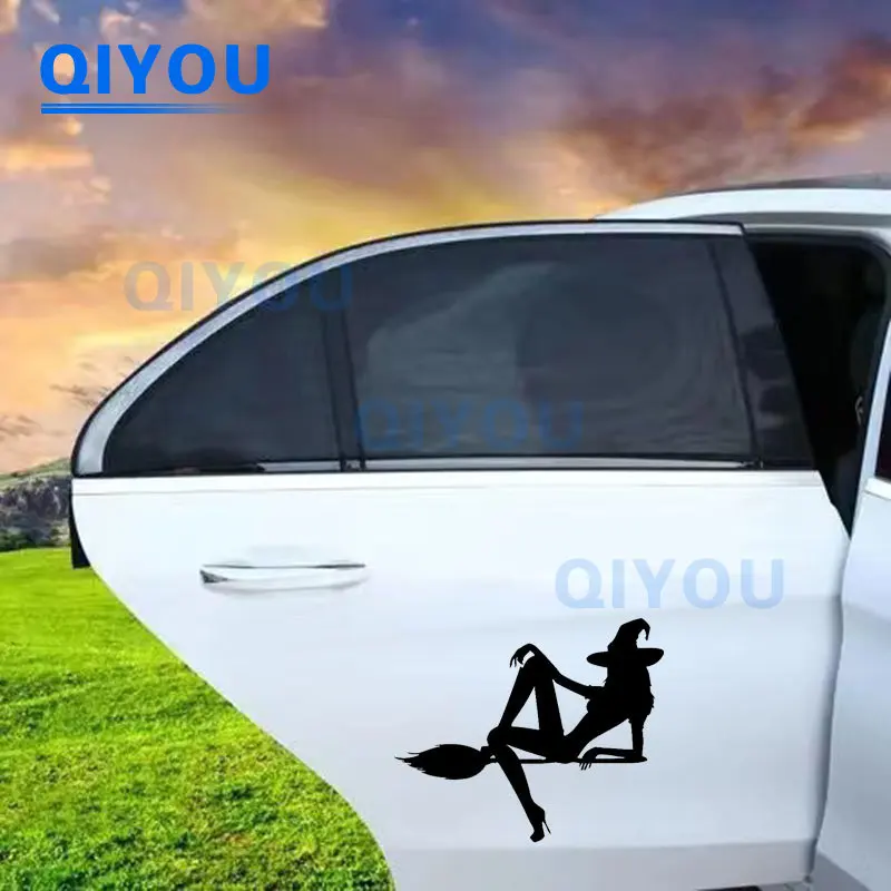 

Sexy Beauty Halloween Witch Broom Car Sticker PVC Decal Personalized Car Styling Decoration Exterior Accessories Motorcycle